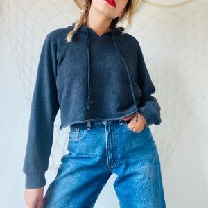 Brandy Melville Cropped Dark Grey Hoodie